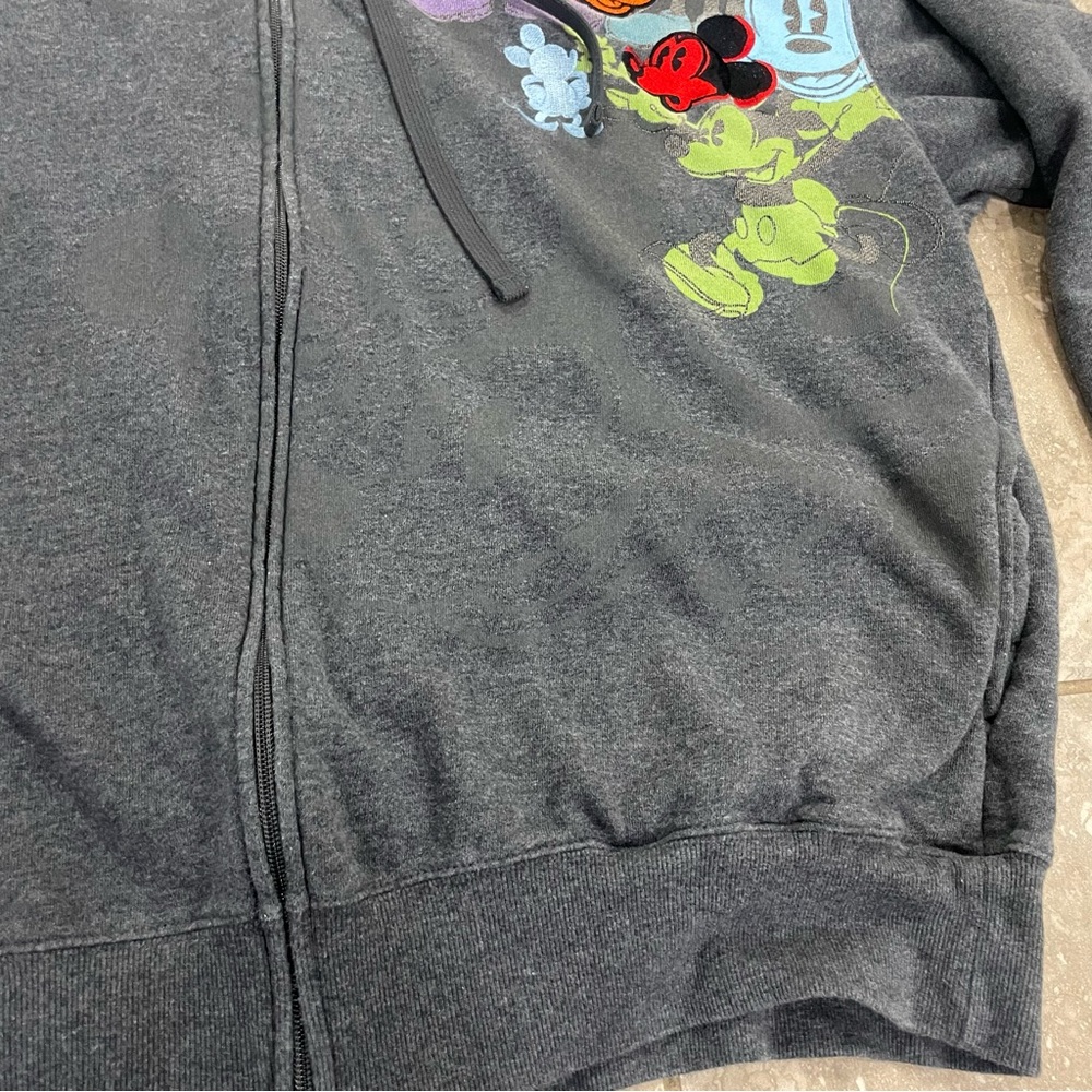 Disneyland Mickey Mouse Mens Hoodie Sweatshirt‎ Gray Embroidered Full Zip Large - Picture 2 of 12